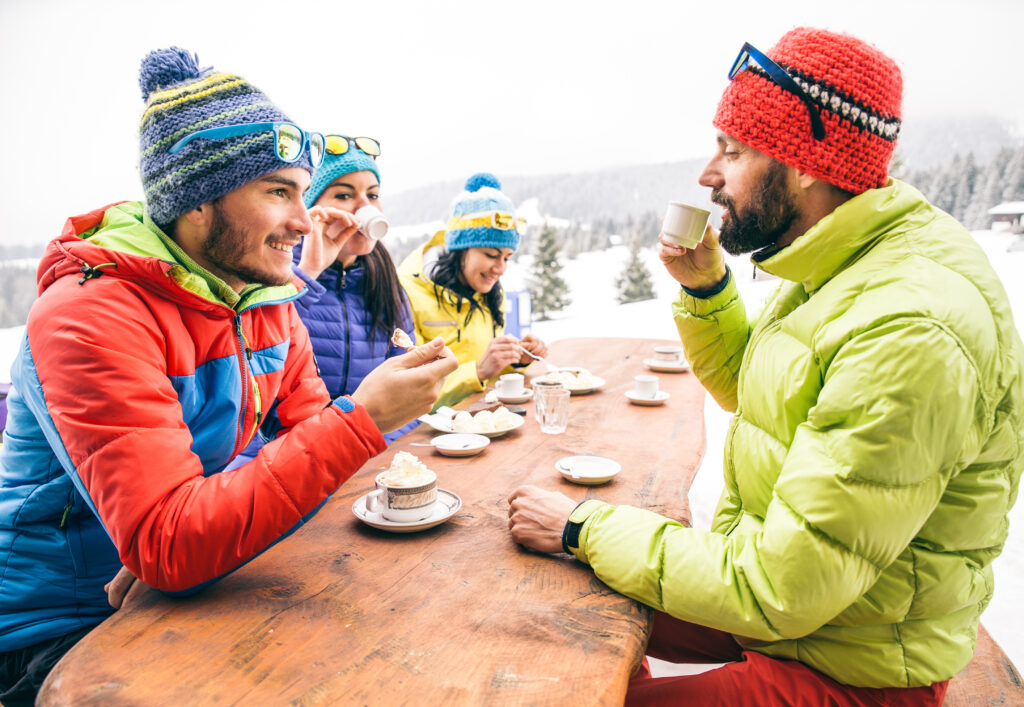 People eating and drinking